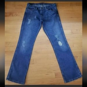 American Eagle Women's Jeans Size 8 Boot Cut Distressed Stretch Blue
